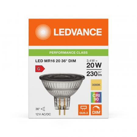 Ledvance GU5.3 LED Niedervolt Reflektor Lampe MR16 dimmbar 36° 3.4W wie 20W warmweiß 3000K hohe Farbwiedergabe
